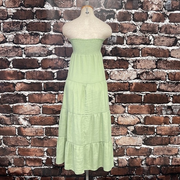 Love Tree Dress Womens Large Green NWT Cute Panel Strapless Maxi Smocked Boho - Picture 10 of 17